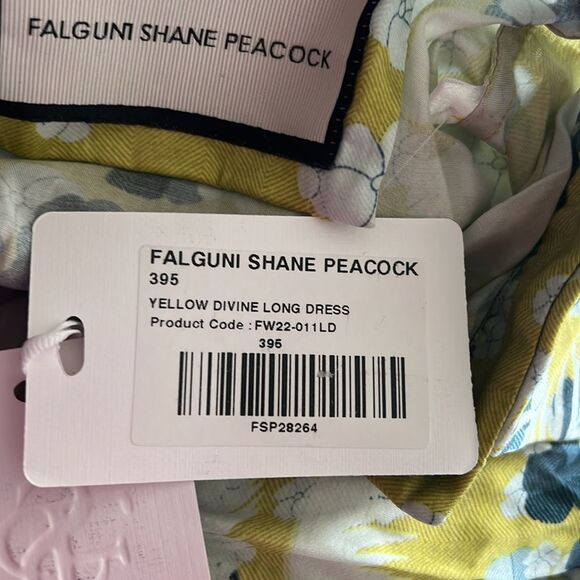 Falguni Shane Peacock Yellow Divine Long Maxi Dress, NWT, Size M - Picture 13 of 16